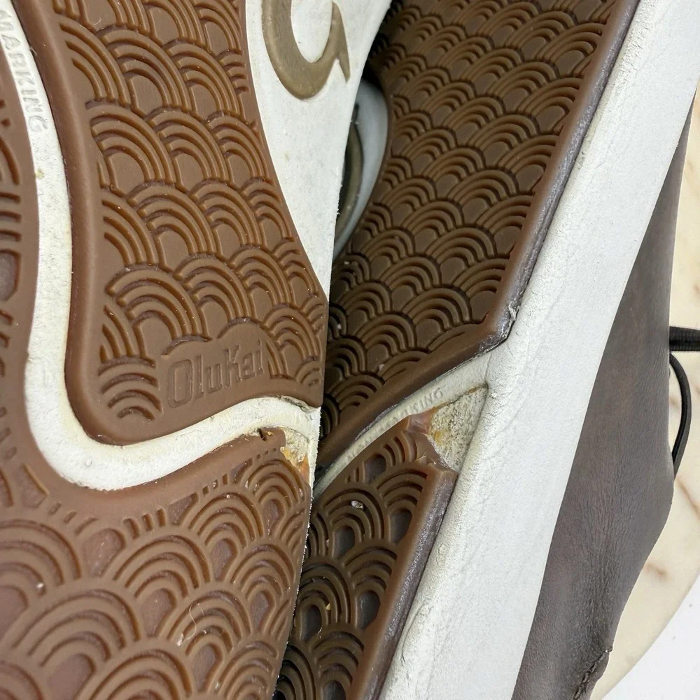 OluKai Lae'Ahi Li 'Ili Mens Size 11 Brown Casual Leather Sneakers 10455-6363